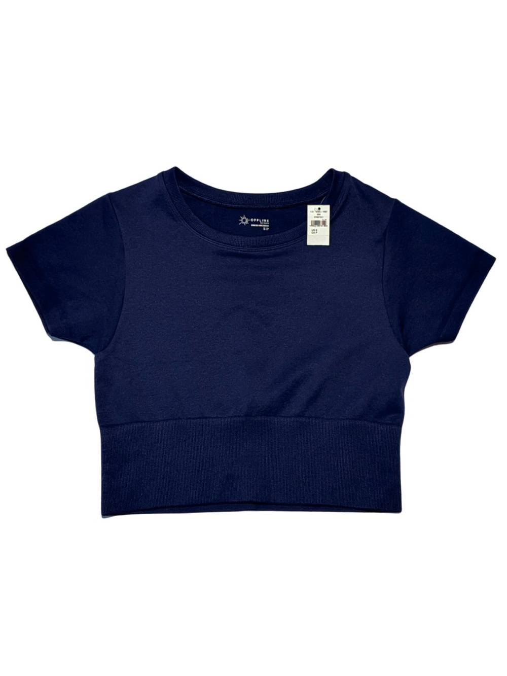 NWT Offline by aerie Navy Sidewalk Seamless Cropped T-Shirt